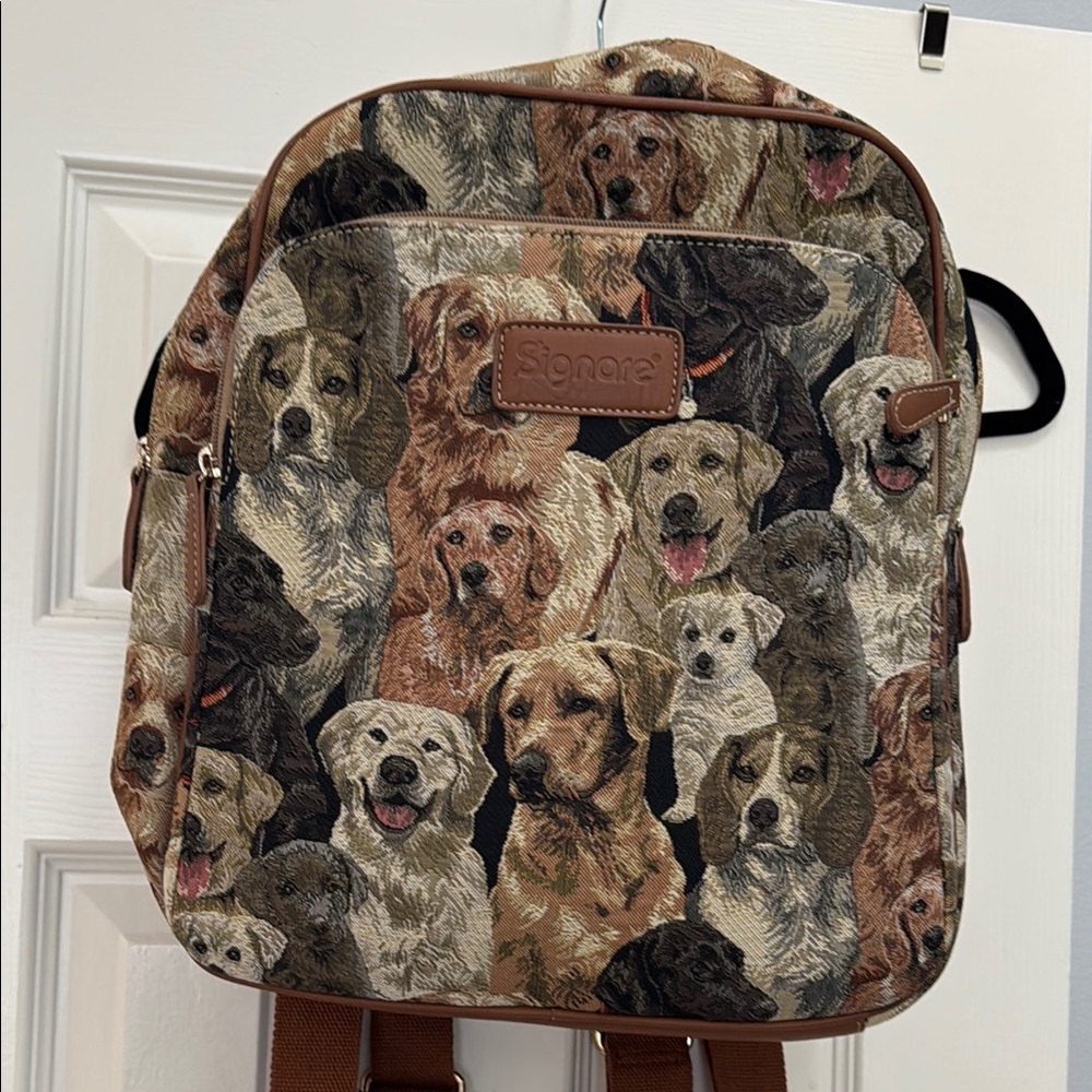 NWOT- Signare Tapestry Dog Print Backpack